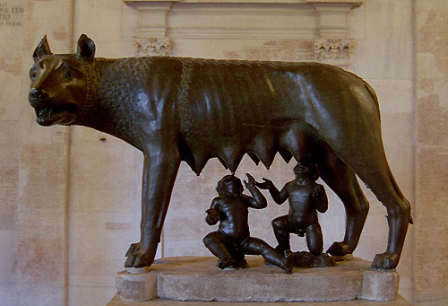 Romulus and Remus suckling the