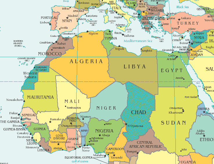 map of africa and middle east. The term “Middle East” may